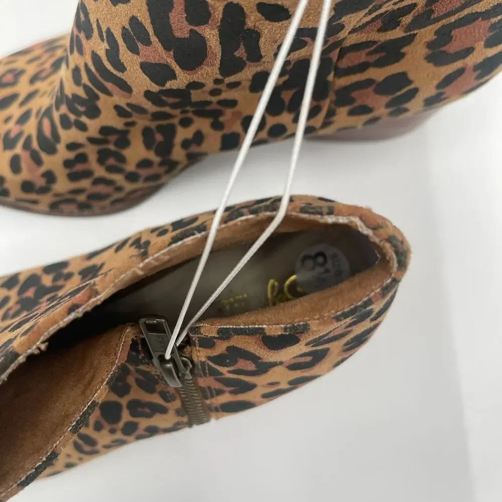 SEYCHELLES Boots Size 8.5 Booties Animal Print Zipper Chunky Block Heel Leather